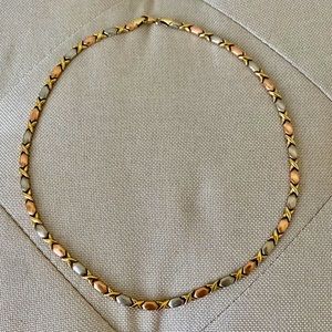 10K Tri-Color Gold Plated Necklace